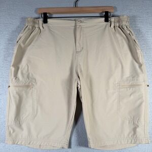 Willit Mens Cargo Hiking Shorts XXL Khaki Tan Nylon Spandex Stretch Quick Dry
